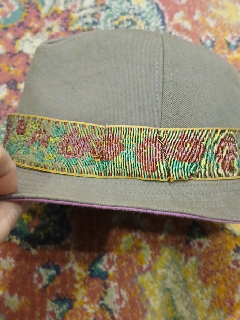 Gray Fedora with Colorful Beaded Band - Picture 6 of 6